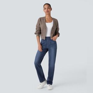 Halara Flex™ High Waisted Multiple Pockets Straight Leg Stretchy Jeans large